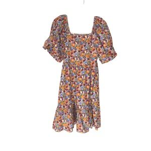 Silk & Salt Dress Floral Smocked Puff Sleeve Cottagecore Moody Rustic Large